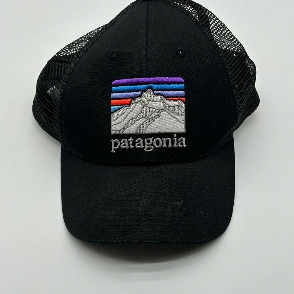 EUC Patagonia Mesh Canvas Patch Sunset Mountain Logo netplus Trucker Vintage Hat